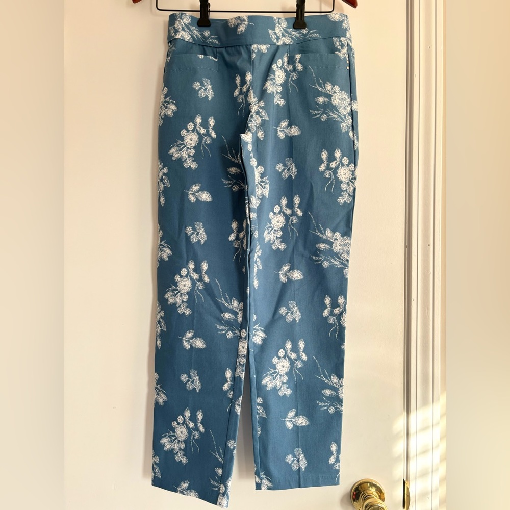 Blue floral patterned pants